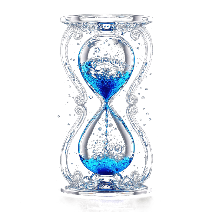 hourglass made of water